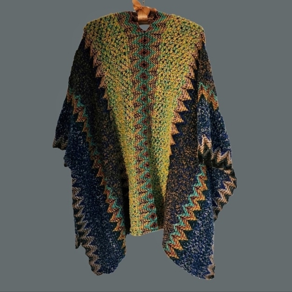 🍂Multicolor Zigzag Women's Poncho - Picture 3 of 7